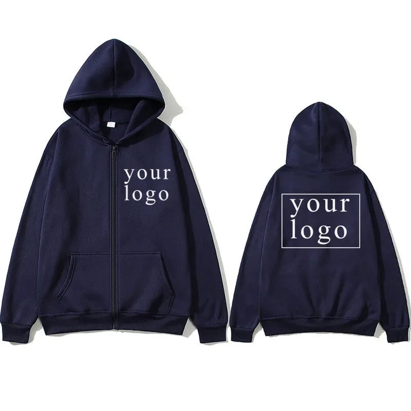 2024 New Fashion Your Own Design Brand Logo/Picture Personalized Custom Anywhere Men Women DIY Zipper cardigan hoodie