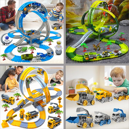 Space Track Toys Magic Climbing Electric Engineering Race Car Toy Bendable Flexible Race Track Cars Train Toy For Kid Gift