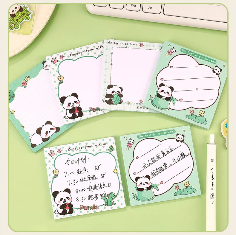 200sheets Panda Memo Pads Cute Animal Note Pads No Adhesive for Students Aesthetic Office School Supplies Bulk Notebook Labels