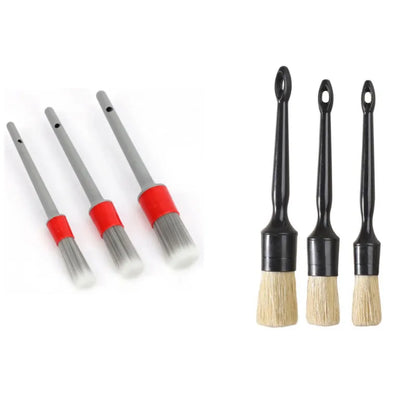 3/6Pcs Natural Boar Hair Car Detailing Brush Set Soft Bristle Car Cleaning Brush Kits Auto Tire Wheel Wash Exterior Accessories