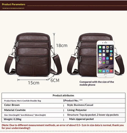 Homefish New Genuine Leather Crossbody Bag Vertical Trendy Multifunctional Shoulder Bag Briefcase Casual Travel Messenger Bag