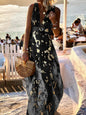 Women Deep V-Neck Maxi Party Dress Summer Patchwork Sleeveless Solid Casual Holiday Ladies Dress Elegant Streetwear Dropshipping