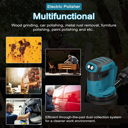 125mm Brushless Motor Cordless Orbital Sander Wood Grind Tool Electric Car Polisher Multifunctional Wood Metal Waxing Polishing