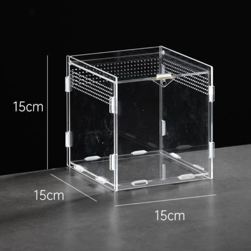 New Acrylic Reptile Habitat Anti-Escape Clear Spider Feeding Case Multiple Size Arboreal Small Pet Cage for Chameleon Clear