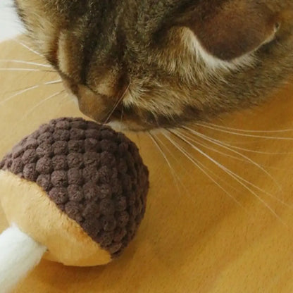 New Simulated Cat Chew Bite-resistant Soft Interactive Cat Non-toxic Mushrooms Shape Teaser Stick Interactive Play