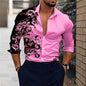 Men'S Stylish Red Floral Print Dress Shirt - Casual Long Sleeve Button-Up Design Spring Fashion Shirt Floral Print Shirt