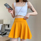 Summer Basic Skirts Women Shorts Mini Elastic Pleated Skirts High Waist Bubble Sun Skirts School Girl Uniform Lined Safety Pants
