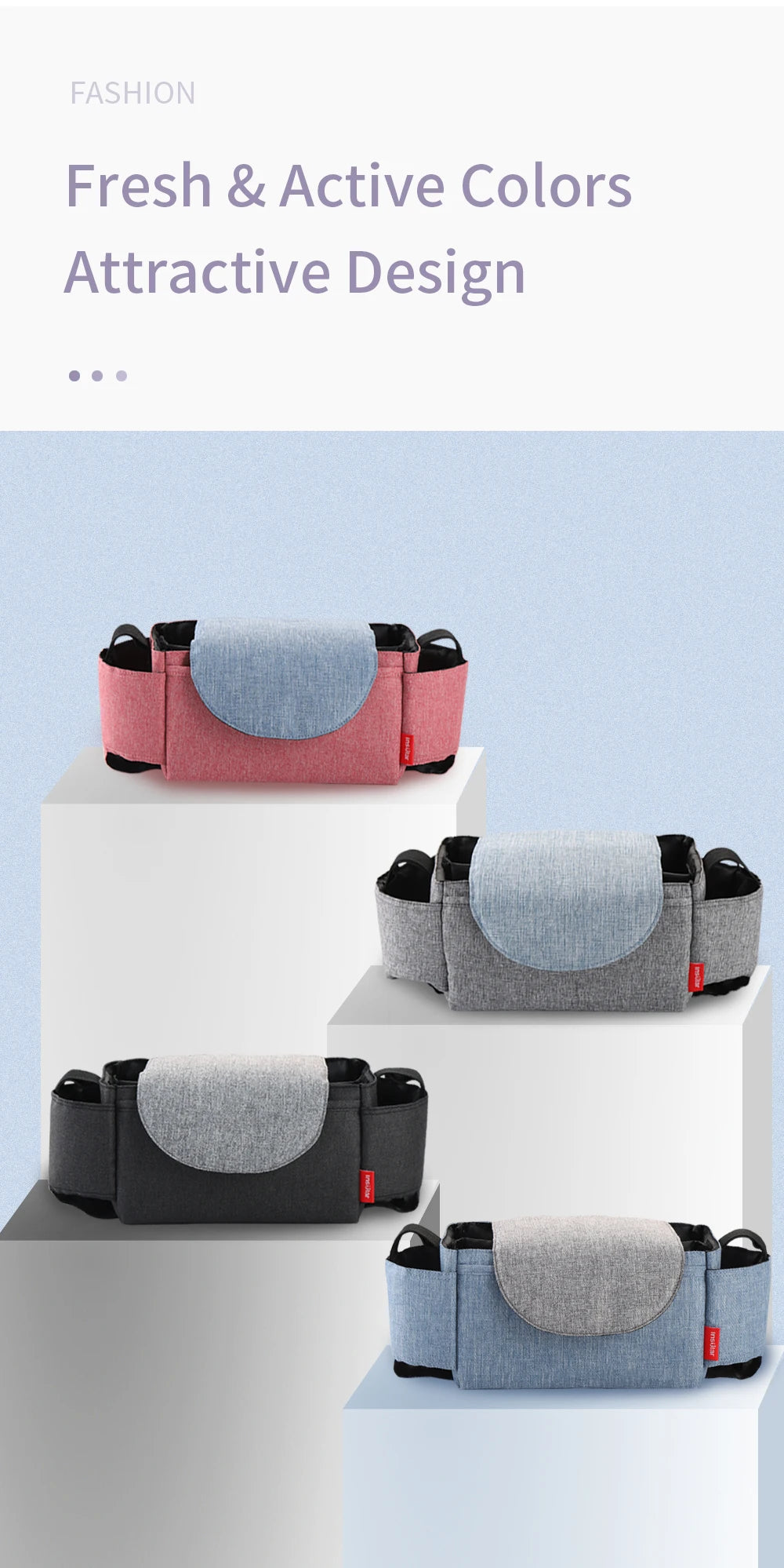 Baby Stroller Bag Pram Organizer Stroller Accessories Stroller Cup Holder Cover Trolley Organizer Pouch Travel Accessories