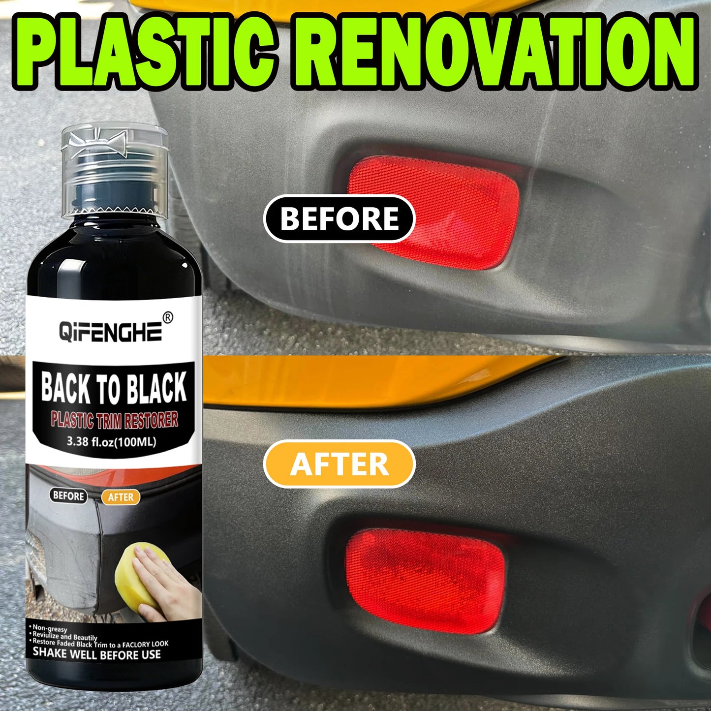 Black Trim Restorer - Lasts 6+ Months, Dye Infused Waterproof Plastic Restorer for Cars - Perfect for Faded Bumpers, Trim & Viny