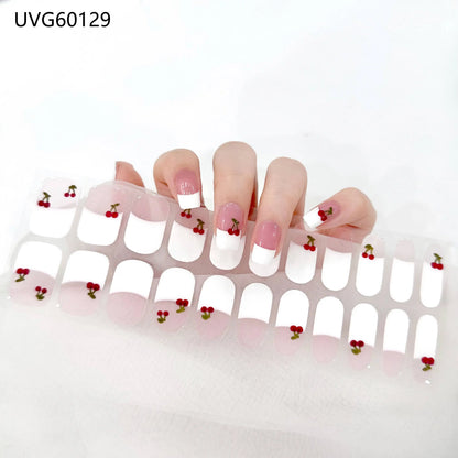 20/22Tips UV Semi cured Gel Nail Stickers Waterproof Long Lasting Full Gel Nail Wraps Press On Nail Decal DIY Manicure