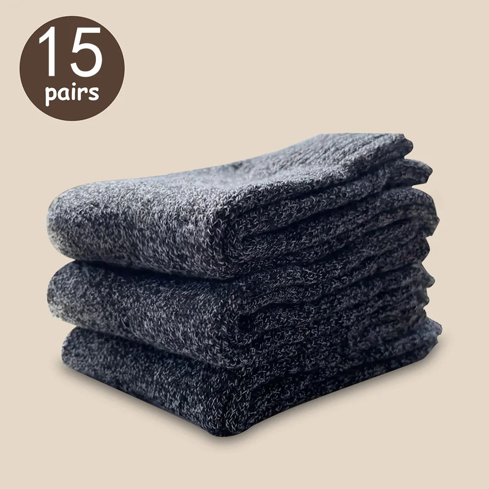 3/5/15 Pairs Men Solid Color Socks  Fashionable Simple Versatile Winter Socks Are Soft Comfortable Lightweight Casual In Length