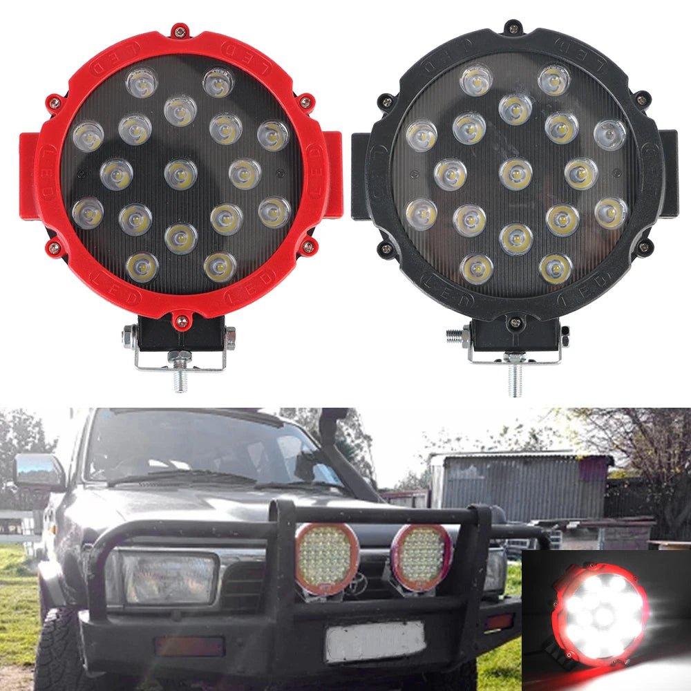 Spot Beam 7 inch Round LED Light Bar 51W LED Work Light For Truck Tractor 4x4 Off Road Driving Light