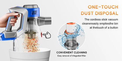 Honki 78KPA Cordless Vacuum Cleaner with LED High Power Strong Suction Wet and Dry Handheld Vacuum Cleaner for Pet Hair Carpet