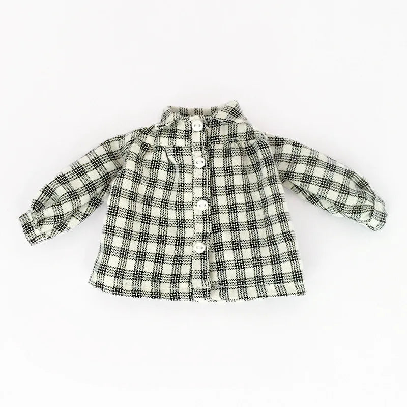 Casual Blyth Doll Clothes Rompers Plaid Pants Long Sleeve Top Suit Doll Trousers for Ymy Licca Azones Ob24 Ob27 Doll Accessories