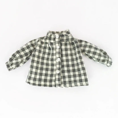 Casual Blyth Doll Clothes Rompers Plaid Pants Long Sleeve Top Suit Doll Trousers for Ymy Licca Azones Ob24 Ob27 Doll Accessories