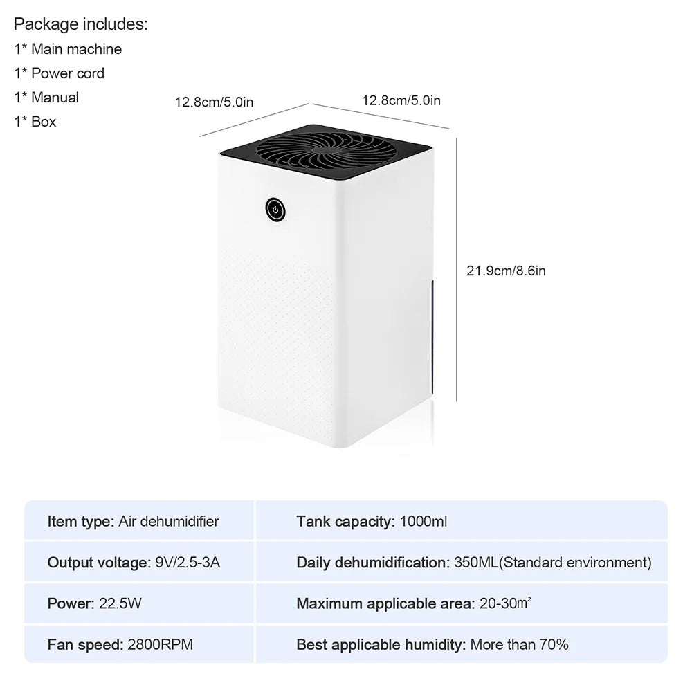 1L Small Dehumidifier Mini Air Dehumidifier Home Moisture Absorbers Air Dyer Indoor Moisture Remover Deodorizer Air Purifier