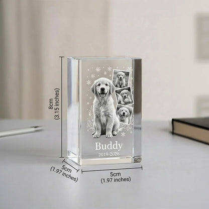 Personalized Custom Pet Memorial Crystal Block,Photo Collage,2D Laser Etched,Pet Loss Gift,Non-Fading Engraving,Tabletop Display