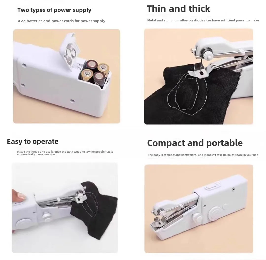 Portable Handheld Electric Sewing Machine Mini Quick Stitch Home Clothes Repair DIY Fabric Sewing Tool for Clothing Crafts
