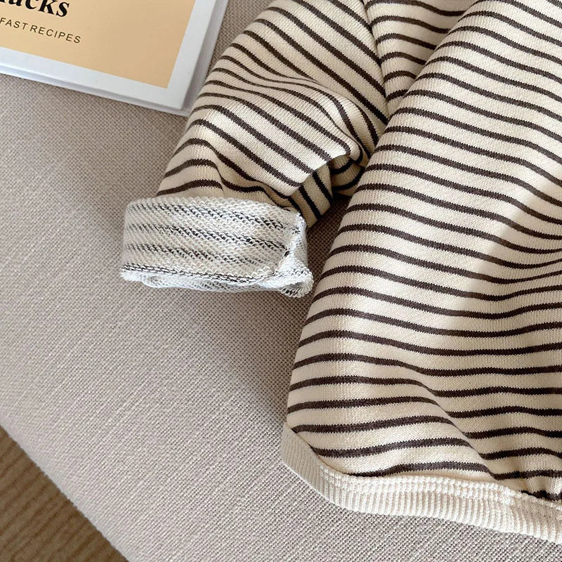 1-6Y Spring Autumn Stripe Kids Hoodie Classcial O-Neck Girls Boys Bottoming Hoodie Sweatshirts Long Sleeve Children T-shirts