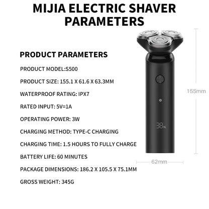 NEW MIJIA S500 Electric Shaver Clipper Triple Blade Trimmer For Men Dry Wet Shaving Washable Beard Hair Cutting Machine Razor CN