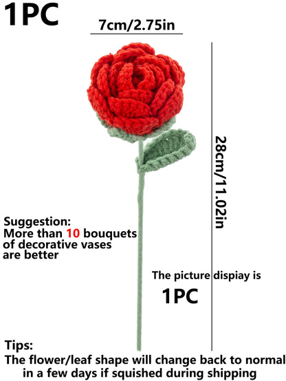 1/3pcs Artificial Flowers Handmade Crochet Rose Finish Product Outdoor Garden Wedding Bridal Bouquets Home Bonsai Party Diy Gift