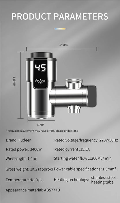 Fudeer Electric Water Heater Kitchen Faucet Conector Instant Hot Water Tap Adapter 220V  Water Heater Bathroom Accessories