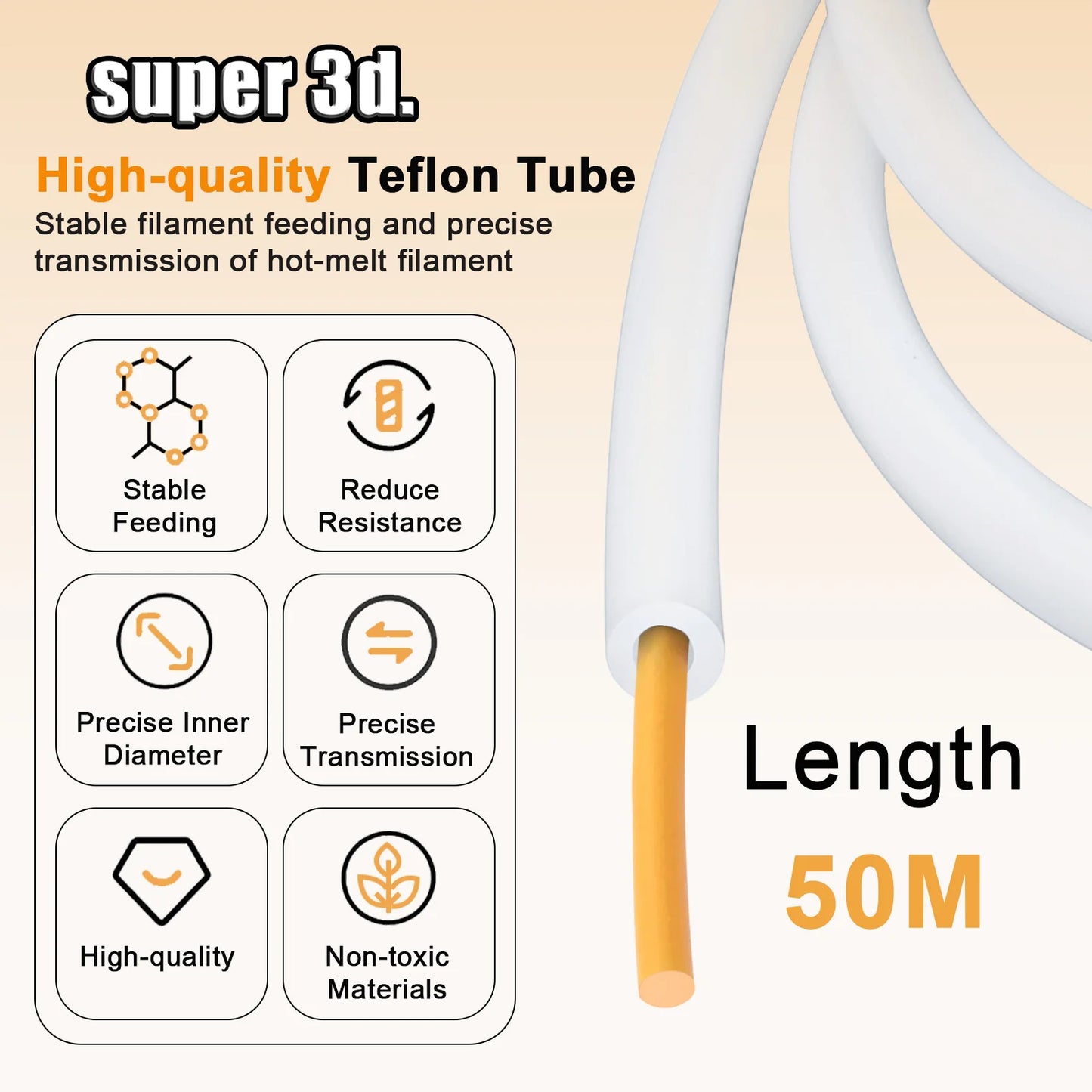 Bambu Lab PTFE Tube ID 2.5mm OD 4mm P1P AMS A1 Mini 3D Printer Teflonto Pipe 1.75mm Bambulab Ptfe Tube Bambulabs P1S/X1 AMS LITE