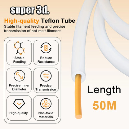Bambu Lab PTFE Tube ID 2.5mm OD 4mm P1P AMS A1 Mini 3D Printer Teflonto Pipe 1.75mm Bambulab Ptfe Tube Bambulabs P1S/X1 AMS LITE