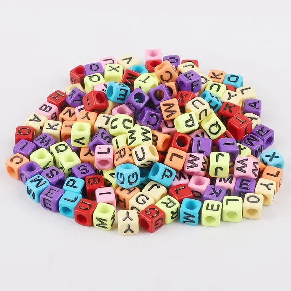 Hot! 100Pcs/Lot 6mm Mixed Many Kinds Acrylic Cube Square Number&Alphabet Letter Beads for Bracelet Necklace Jewelry Making DIY