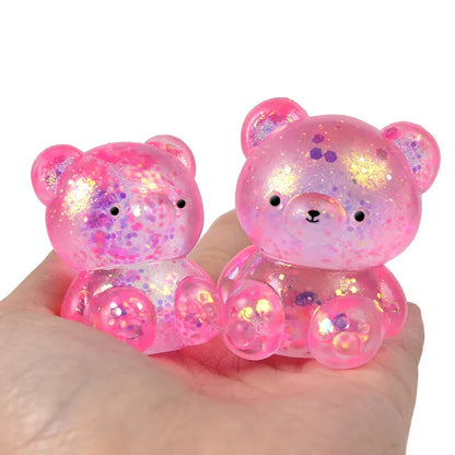 Fidget Bear Toy Squishys Glitter Gummy Bear Small Cute Animal Anti Stress Fidget Splat Decompressions Vent Squeeze Toys