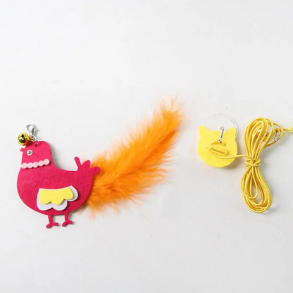 Hanging Cat Toy Swinging Cat Toy with Elastic Rope Feathers Self-play Teaser for Indoor Cats Hanging Bell Hunting Stimulator