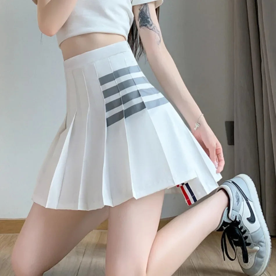 Korea Style Fashion Black Pleated Skirt for Girls Grey A Line High Waist Y2k Mini Saias Casual Women's Skirt Spring Summer