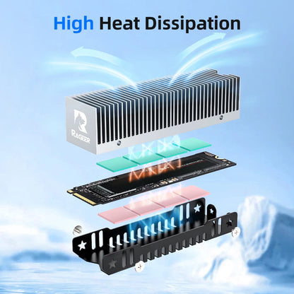 RAGEER M.2 SSD Cooler, Heavy Duty Aluminum Convection Heat Sink, NVME NGFF Cooler,  FrostBlade 1 Passive Heat Sink with 38 Fins