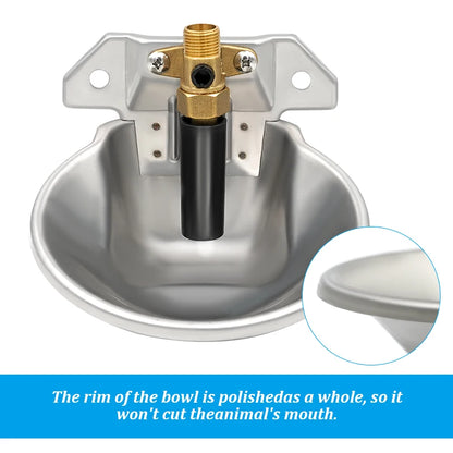Automatic Goat Sheep Water Drinker Bowl Stainless Steel Lamb Drinker Waterer With Copper Valve Farm Animal Dog Feeding Supplies