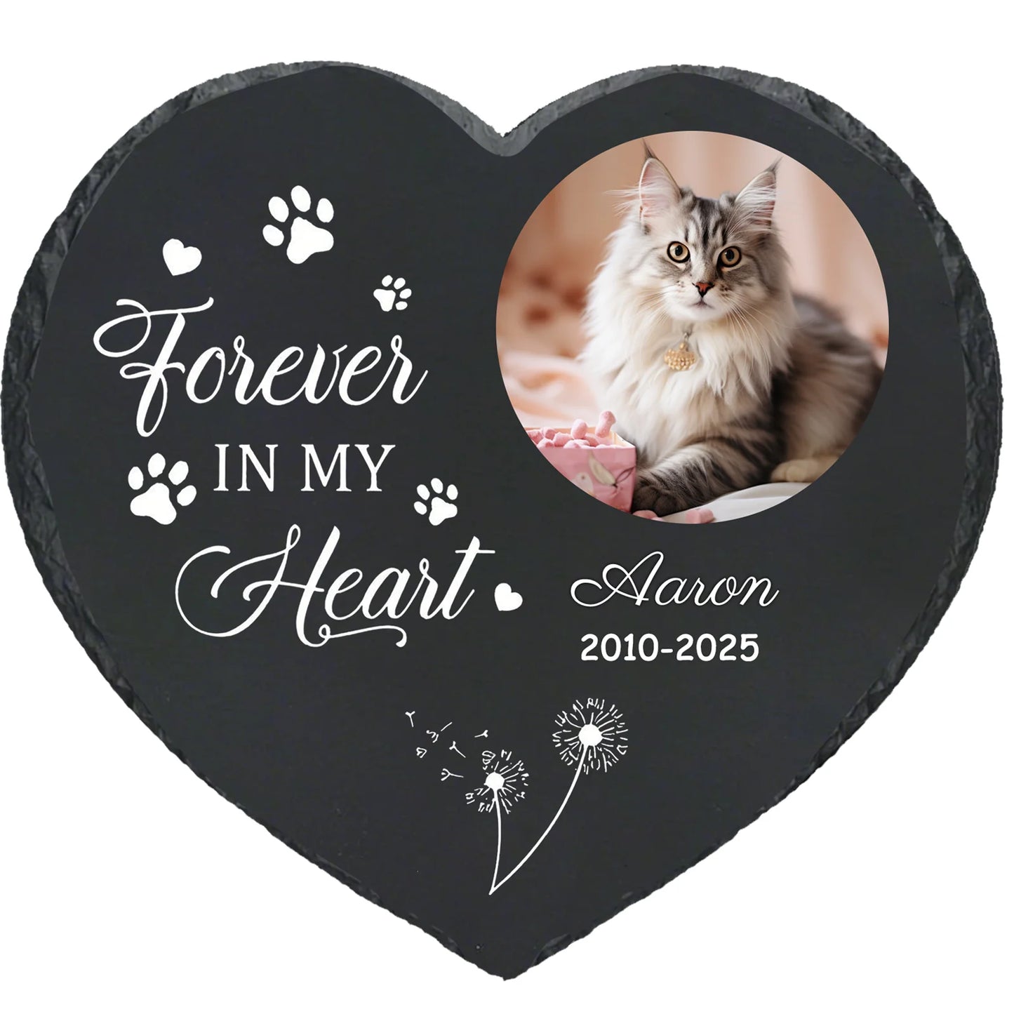 Personalized Pet Memorial Stone,Custom Cat Grave Marke Plaque With Photo&Name,Garden Slate Tombstone Pet Loss Remembrance Gift