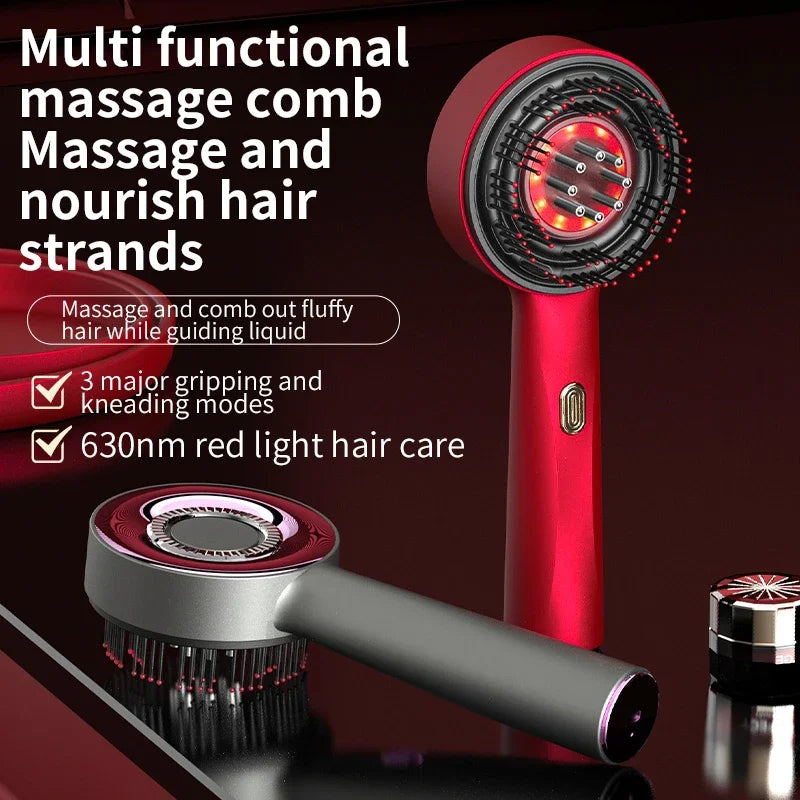 Electric Head Massage Comb Vibration Red Light Therapy Hair Growth Massage Scalp Brush Anti Hair Loss Liquid Oil Applicator