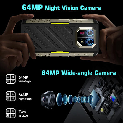 Ulefone Armor 22 Android 14,16GB (8+8GB RAM ),128GB/256GB ROM, 6.58" 120Hz ,6600mAh 33W,NFC,64MP Night Camera, Global Version