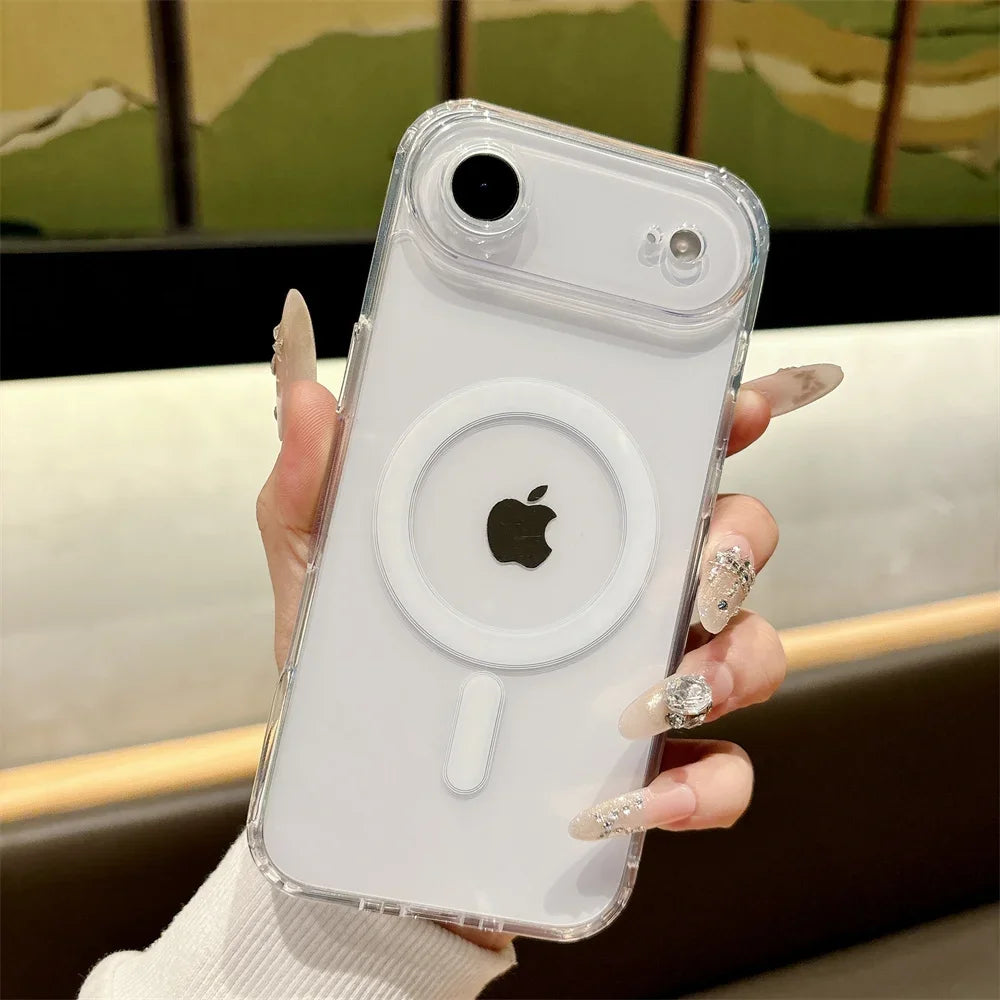 Luxury for Magsafe Magnetic Phone Case for iPhone 17 Pro Max 17 Air 16 Pro 15 14 13 12 11 Transparent Shockproof Protect Cover
