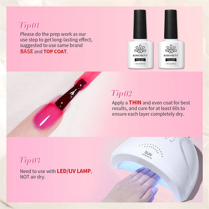 BORN PRETTY 7ml 6Pcs/Set Neon Garden Ice Jelly Gel Nail Polish Set Light Pink Blue Green Soak Off Translucent Nail Gel Kit