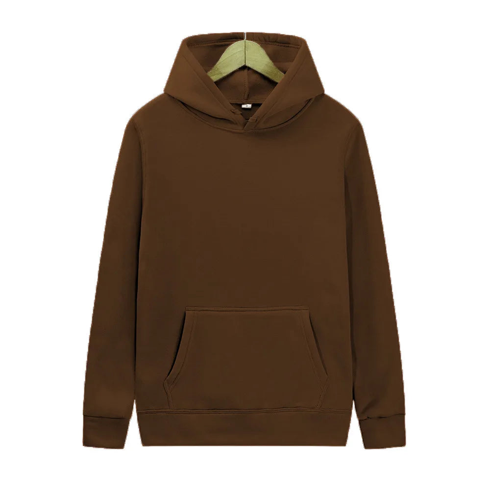 2025 Men's Solid Color Hooded Sweaters Men's Warm Wool Sweater Fashionable Street Clothing Loose  Breathable Jersey Brand Hooded