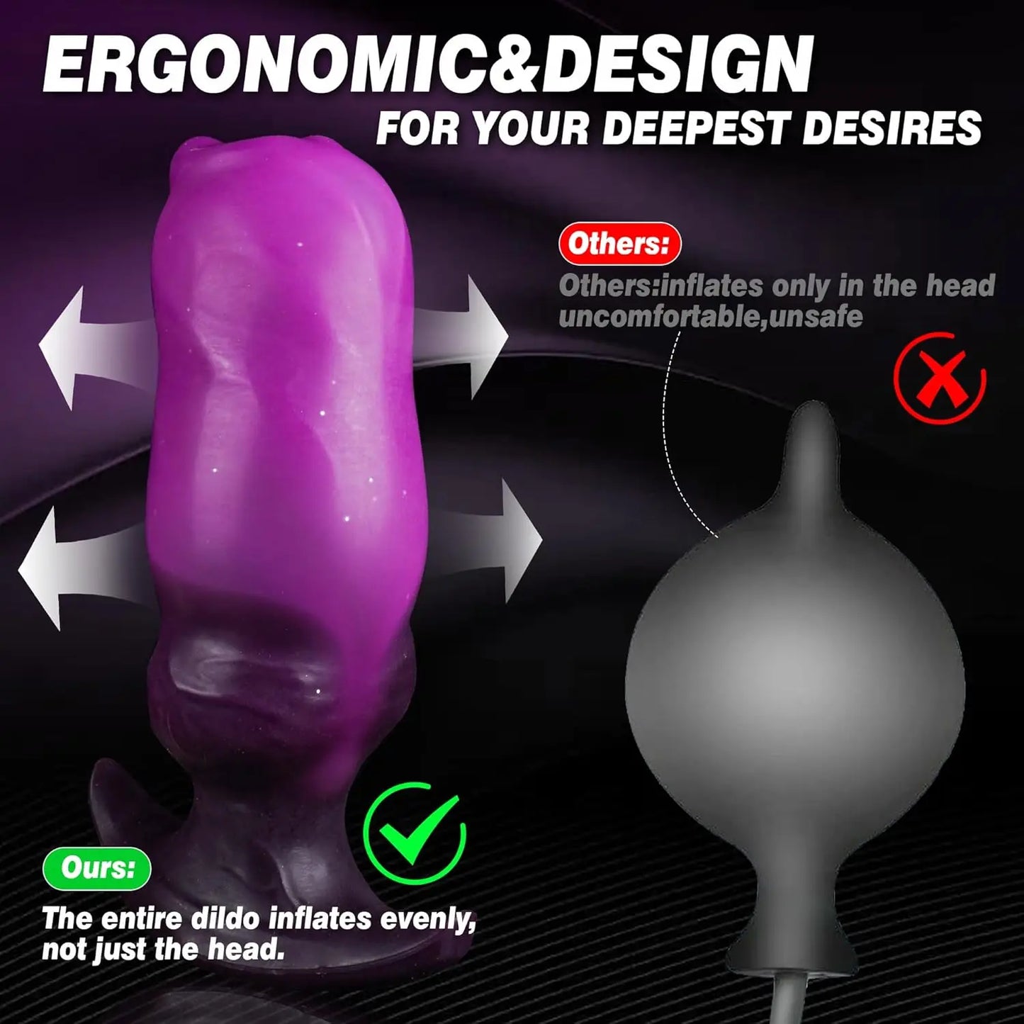 New Inflatable Animal Penis Anal Plug Vagina Anus Dilator Silicone Butt Plug Inflatable Anal Plug Expandable Butt Dilator SexToy