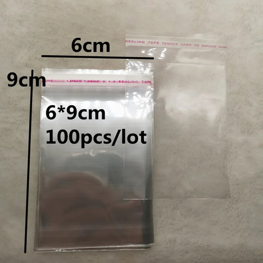 100pcs 6x9cm Resealable Poly Bag Transparent Opp Bag Plastic Bags Self Adhesive Seal Jewellery Making Bag