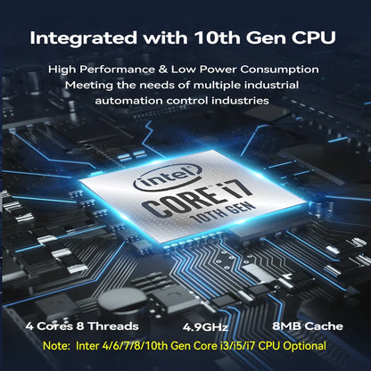 XCY Fanless IoT Industrial Mini PC Intel Core I5-1335U 2x COM RS232 2x LAN 8x USB WiFi SIM 4G LTE Windows 10/11 Linux PXE WOL