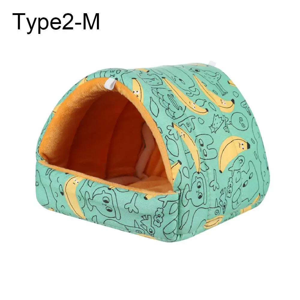 Soft Rabbit Colorful Squirrel Mini Cage Winter Hamster House Guinea Pig Nest Small Animal Sleeping Bed Warm Mat