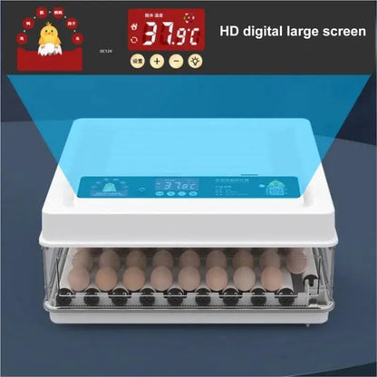 220V Mini Digital Egg Incubator with Auto Egg Turning, Low Noise Fan & Heat Insulation Cover for Chicken Duck Quail Pigeon Bird Eggs, Farm & Educational Hatching Machine