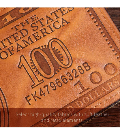 Men Wallet with Zipper 100 US Dollar Pattern Card Holder Coin Pocket Purse Cartera Hombre Carteras