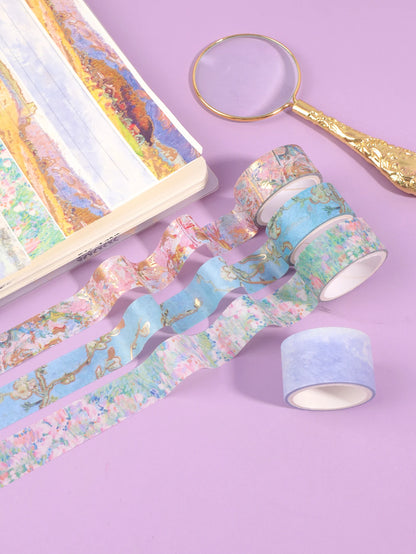 24 Rolls/Box Oil Painting Theme Washi Tape Set, Gilded Style Design Decorative Handmade DIY Decoration Materials Tape