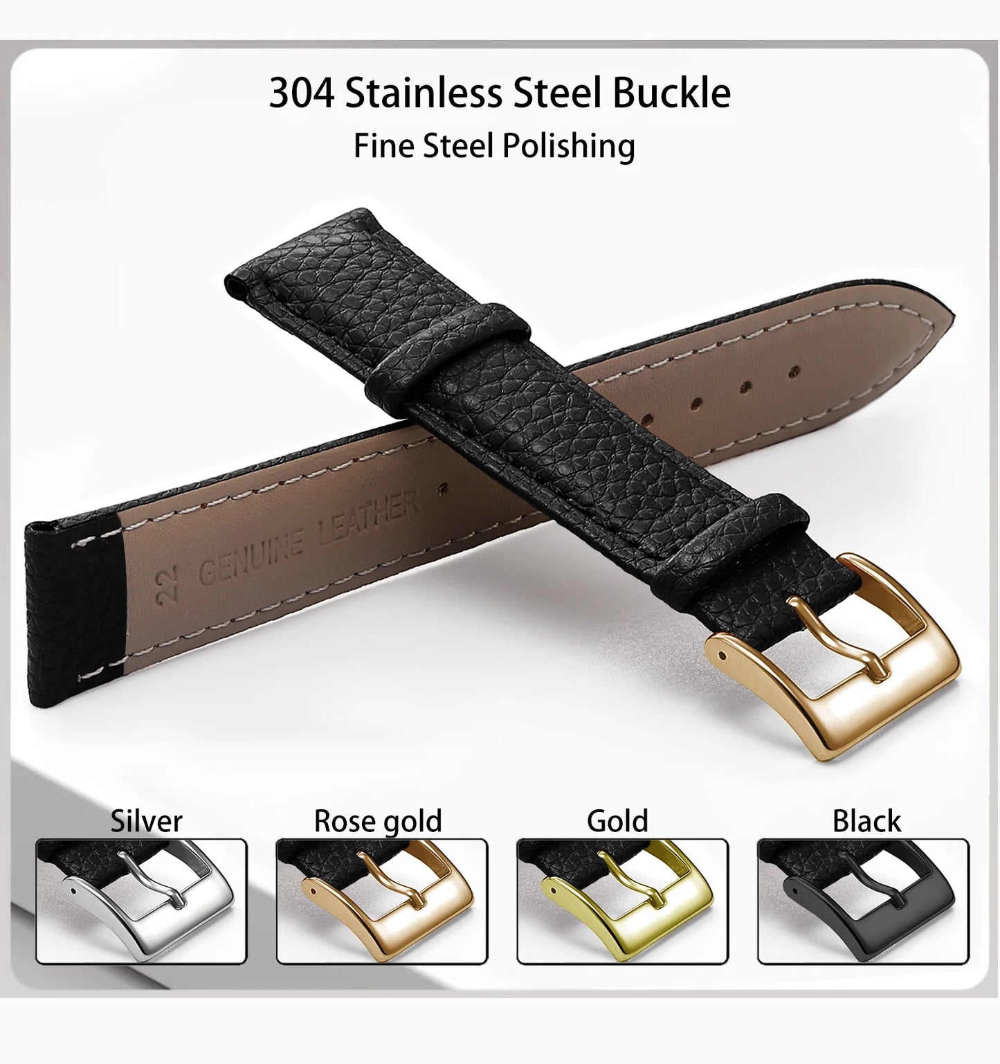 SAMCO Genuine Leather Watch Band 12/14/16/18/19/20/21/22/24 mm Watch Strap for Man Women High-quality Wrist Watchband + Tool