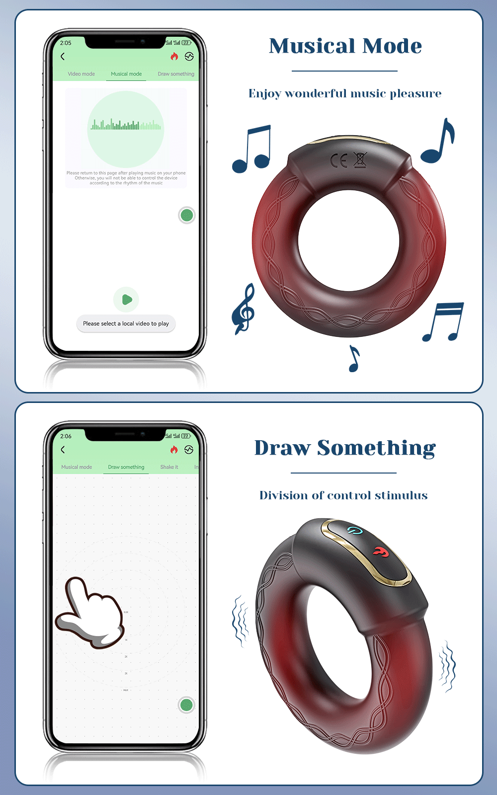 APP Bluetooth Vibrator for Men Cock Ring Penis Vibrating Penis Delay Trainer Cock Ring Glans Massager Male Sex Toys for Adult 18
