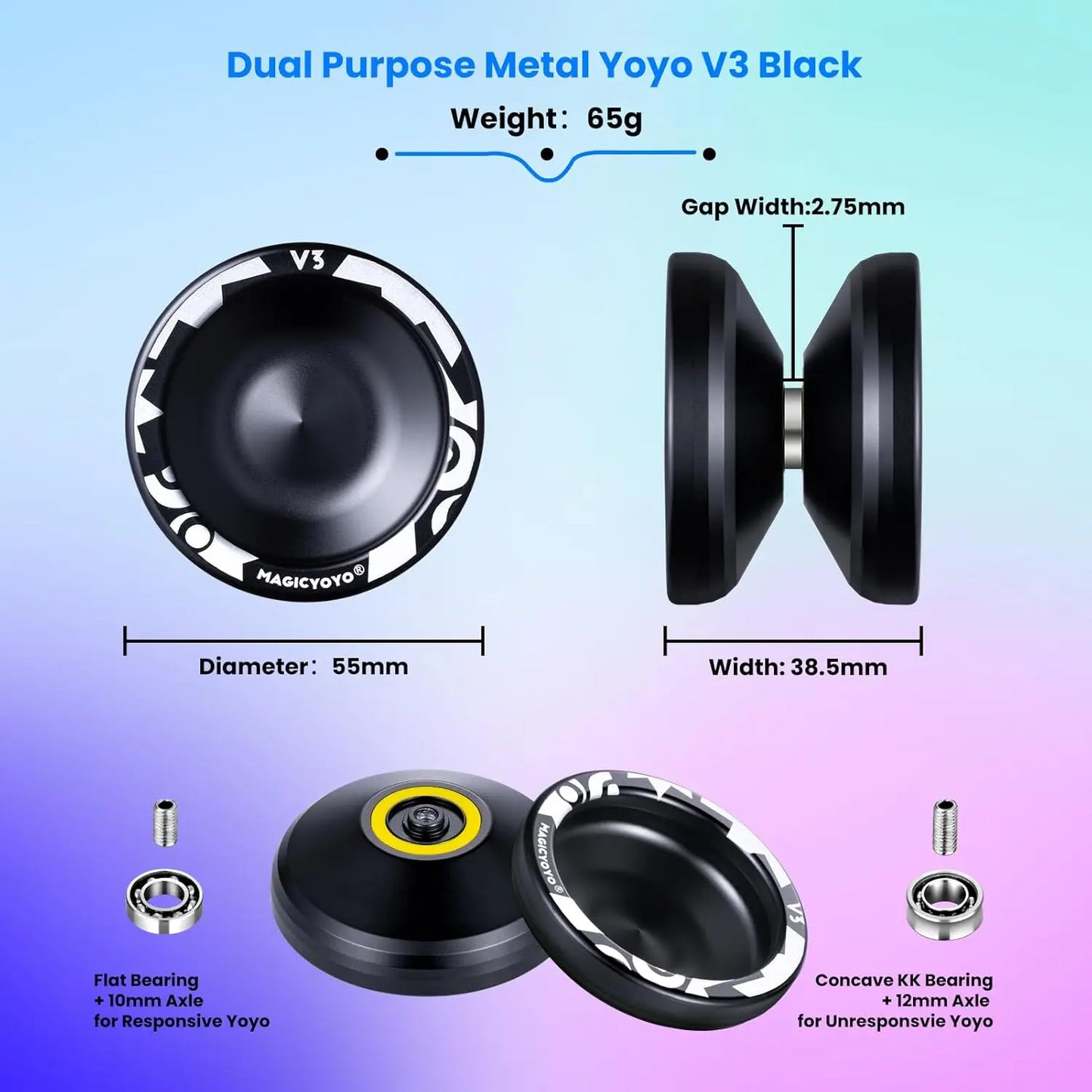 MAGICYOYO V3 Yoyo for Kids 8-12 or Above, Responsive Yoyo Professional with Dual Function, Professional Trick Yo yo for Adults w